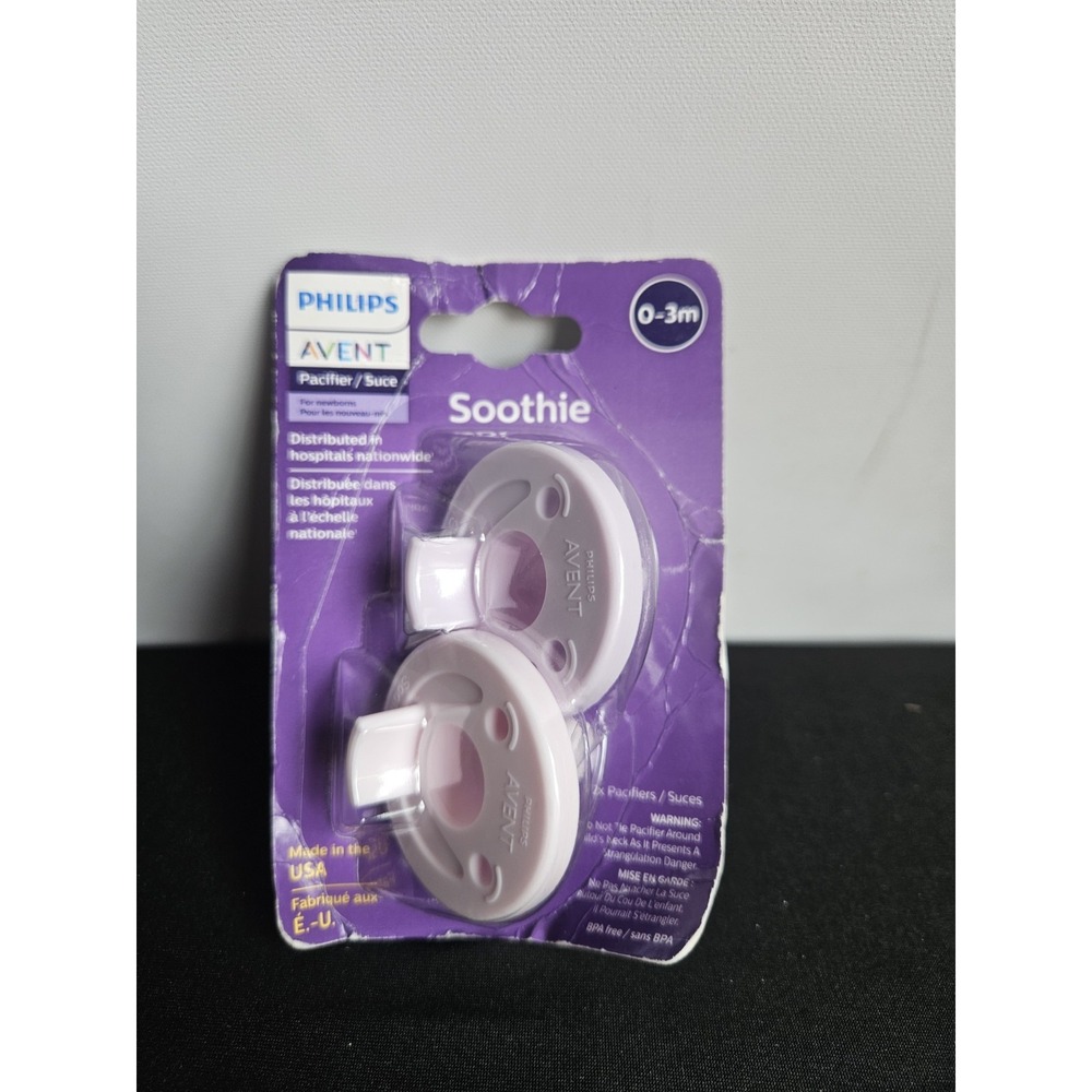 Philips Avent Soothie Pacifiers 2 Pack 0-3 Months Pink Purple BPA Free Silicone